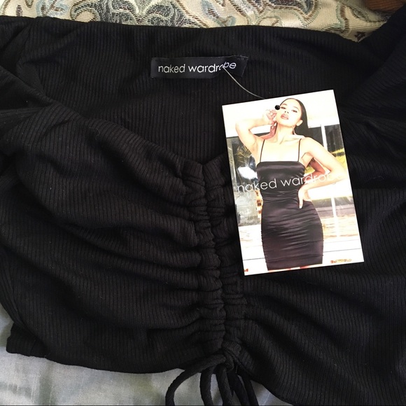 naked wardrobe • Black Off-the-Shoulder Crop Top - Picture 4 of 4